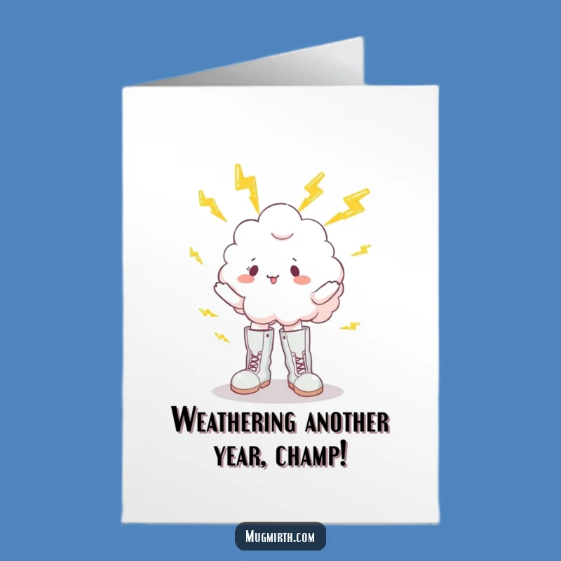 Free Printable Birthday Card: Funny Cloud Juggling Lightning - Unique Downloadable Gift