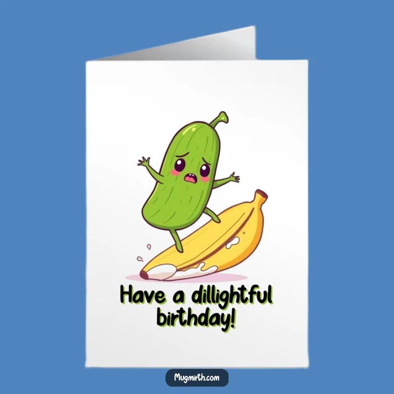Free Printable Birthday Card: Funny Pickle Surfing - Hilarious Downloadable Gift