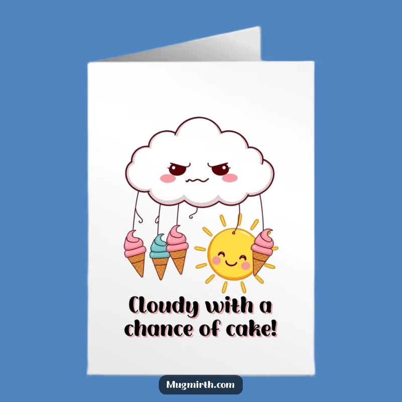 Free Printable Birthday Card: Ice Cream Rain Cloud, Funny Downloadable Gift