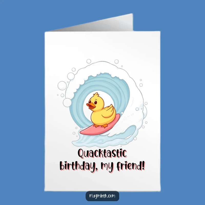 Free Printable Birthday Card: Surfing Duck for Hilarious DIY Party Fun