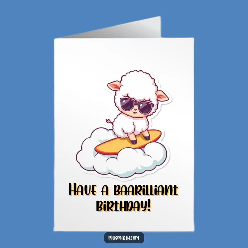 Free Printable Birthday Card: Surfing Sheep Funny Downloadable Gift