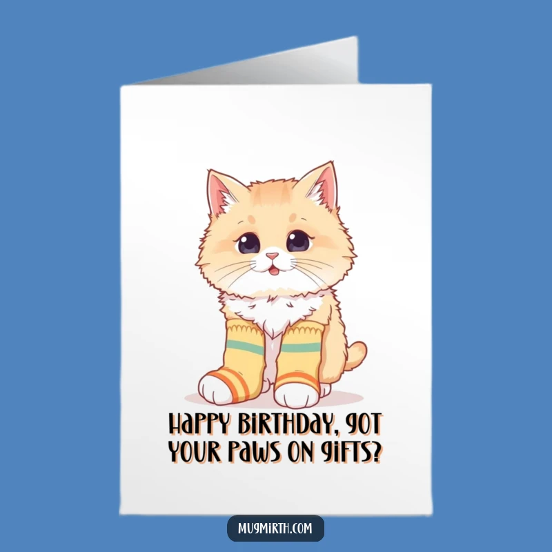 Free Printable Cat Socks Birthday Card - Funny Feline Downloadable Gift