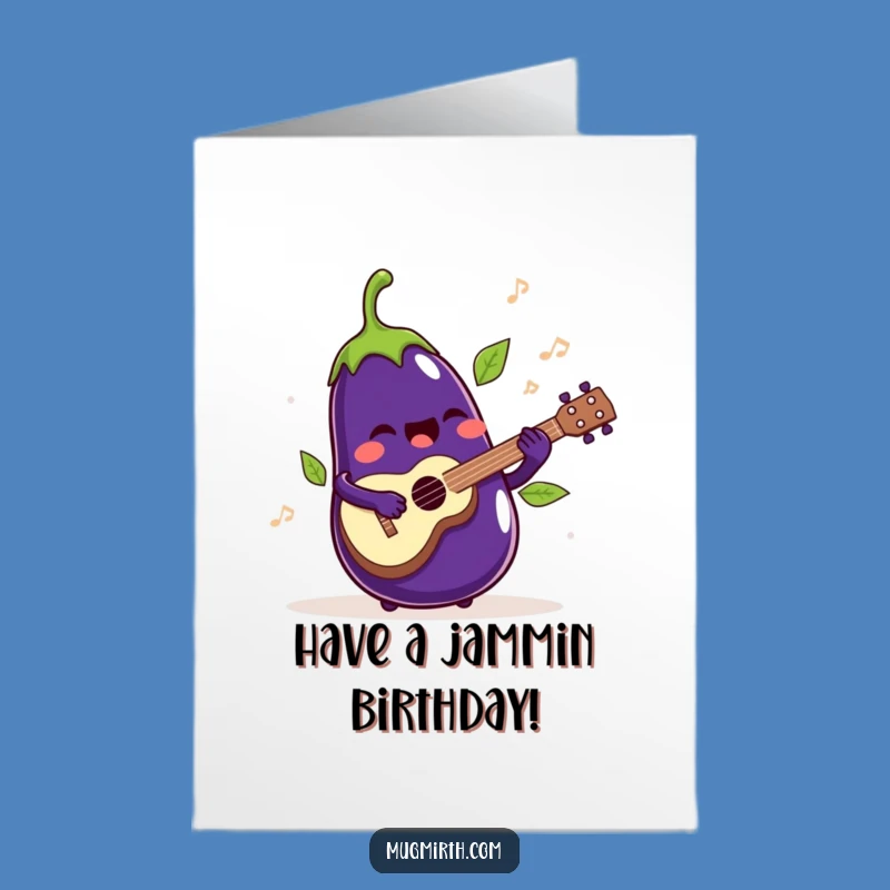Free Printable Eggplant Birthday Card: Musical Veggie Fun, Downloadable Happy Gift