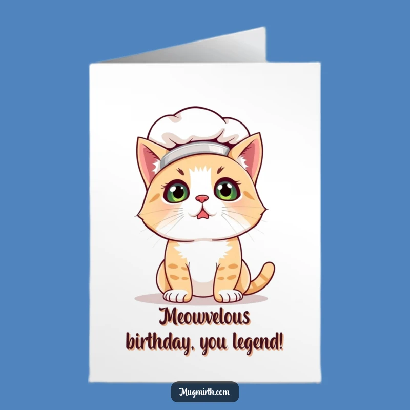 Free Printable Birthday Card: Bewildered Chef Cat for Funny DIY Gifts