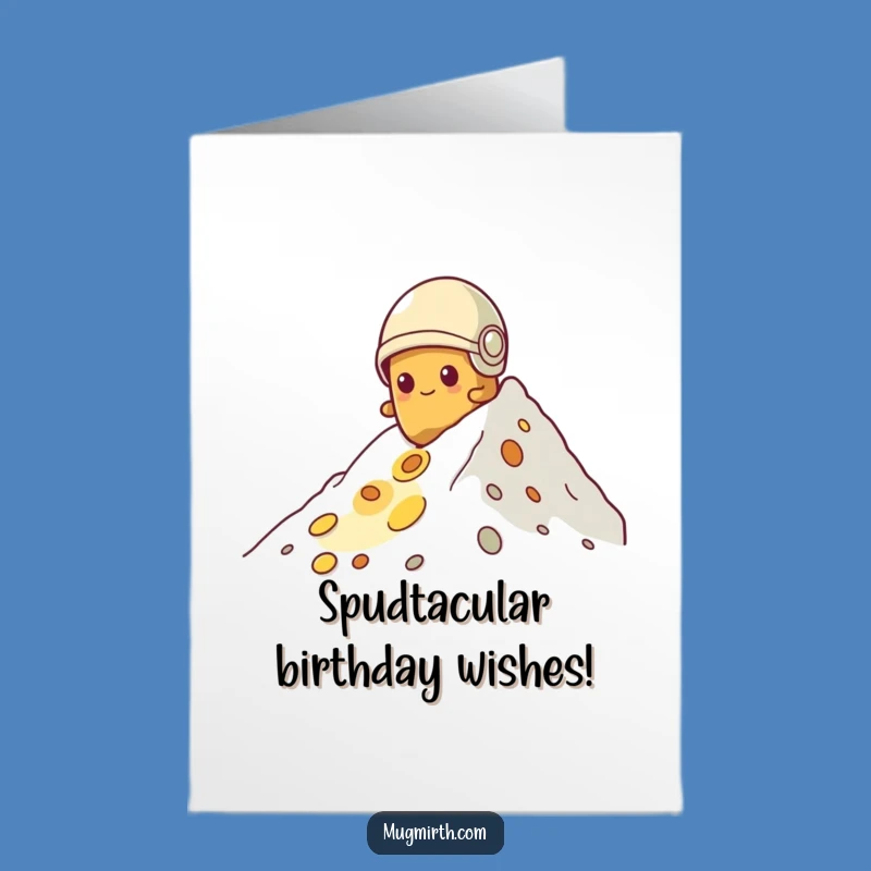 Free Printable Funny Potato Cheese Climb Birthday Card - Quirky Downloadable Gift