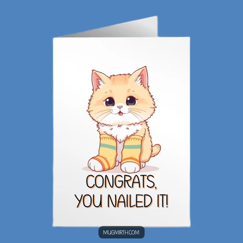 Free Printable Cat Socks Congrats Card - Funny Feline Downloadable Gift