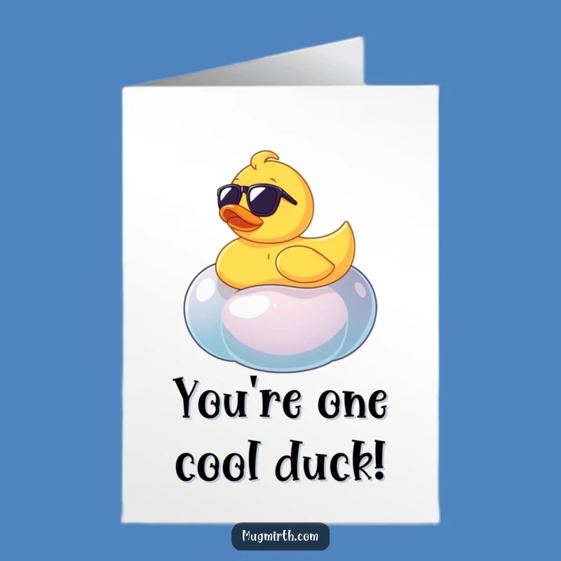 Free Printable Congrats Card: Cool Ducky Floats on Jellybean - Funny Downloadable Gift!