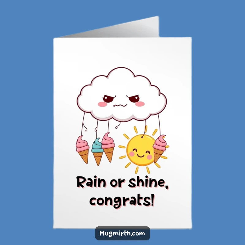 Free Printable Congrats Card: Ice Cream Cloud, Funny Downloadable Achievement Gift