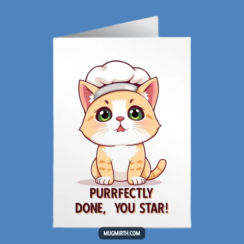 Free Printable Congrats Card: Bewildered Chef Cat for Unforgettable DIY Greetings