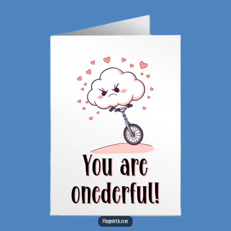 Free Printable Grumpy Cloud Congrats Card: Heartfall Unicycle Triumph, Funny Downloadable Gift