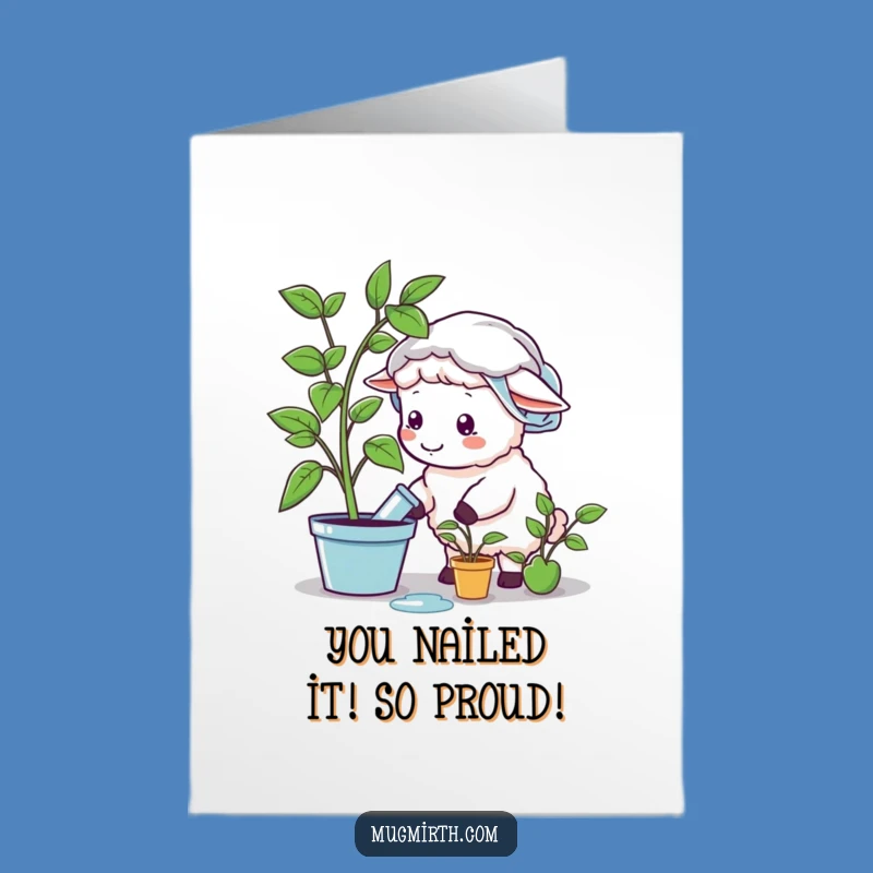 Free Printable Funny Sheep Card: Shower Cap Sheep, DIY Congrats Downloadable Gift