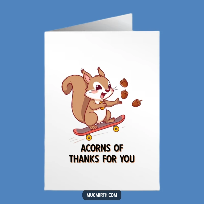 Free Printable Thank You Card: Funny Squirrel Skater, Thoughtful DIY Gift