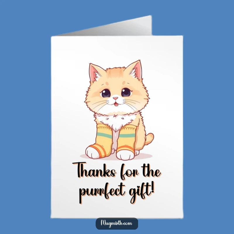 Free Printable Cat Socks Thank You Card - Funny Feline Downloadable Gift