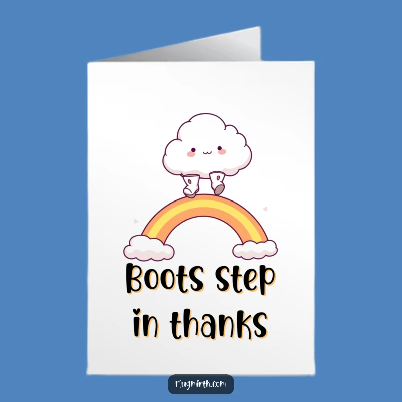 Free Printable Thank You Card: Funny Cloud Rainbow Leap, Thoughtful DIY Gift