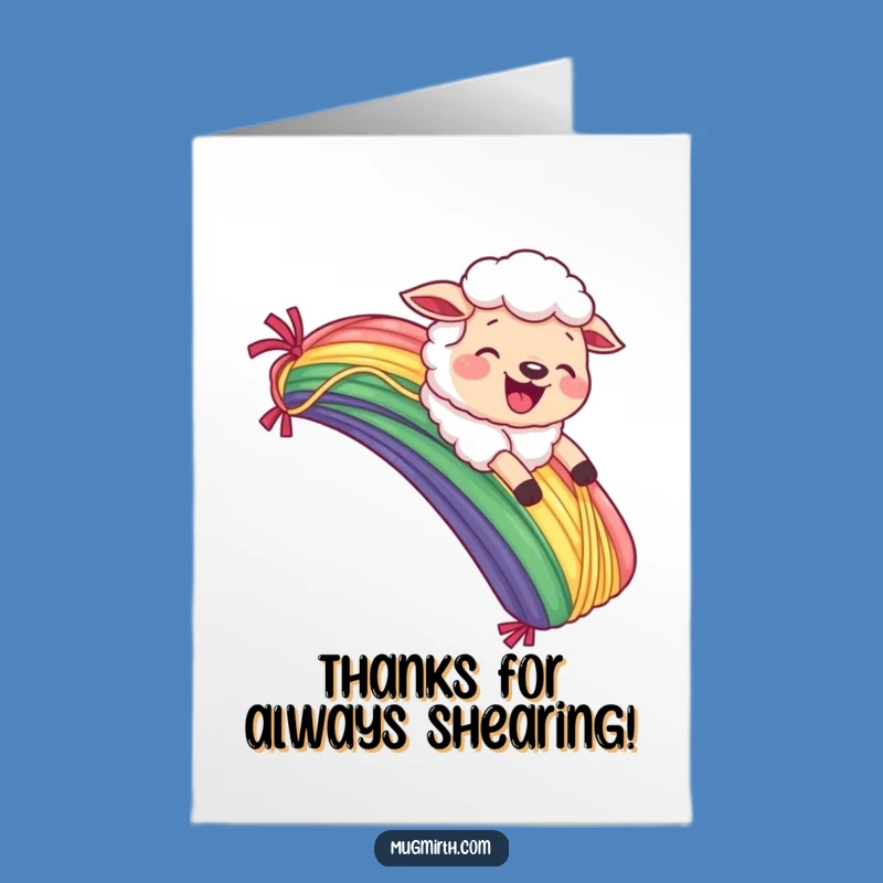 Free Printable Thank You Card: Sheep's Yarn Rainbow Thanks Funny Downloadable Gift