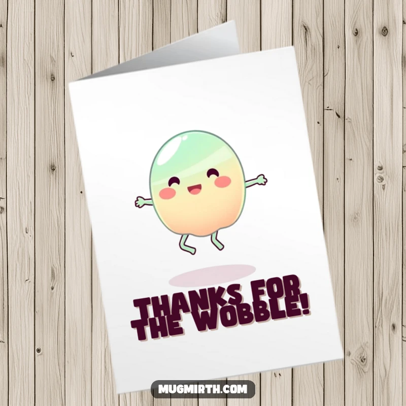 Funny Free Printable Thank You Card: A cute, wobbly jelly blob attempting jump rope, ideal for expressing thanks.