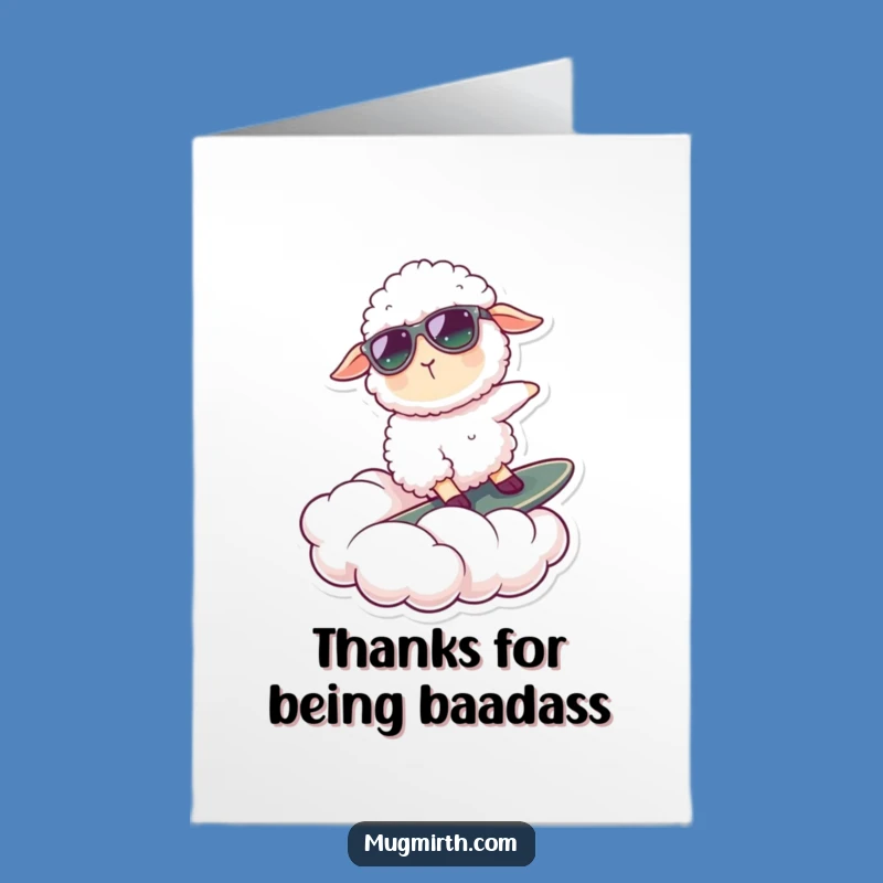 Free Printable Thank You Card: Chill Surfing Sheep, Groovy Downloadable Gratitude