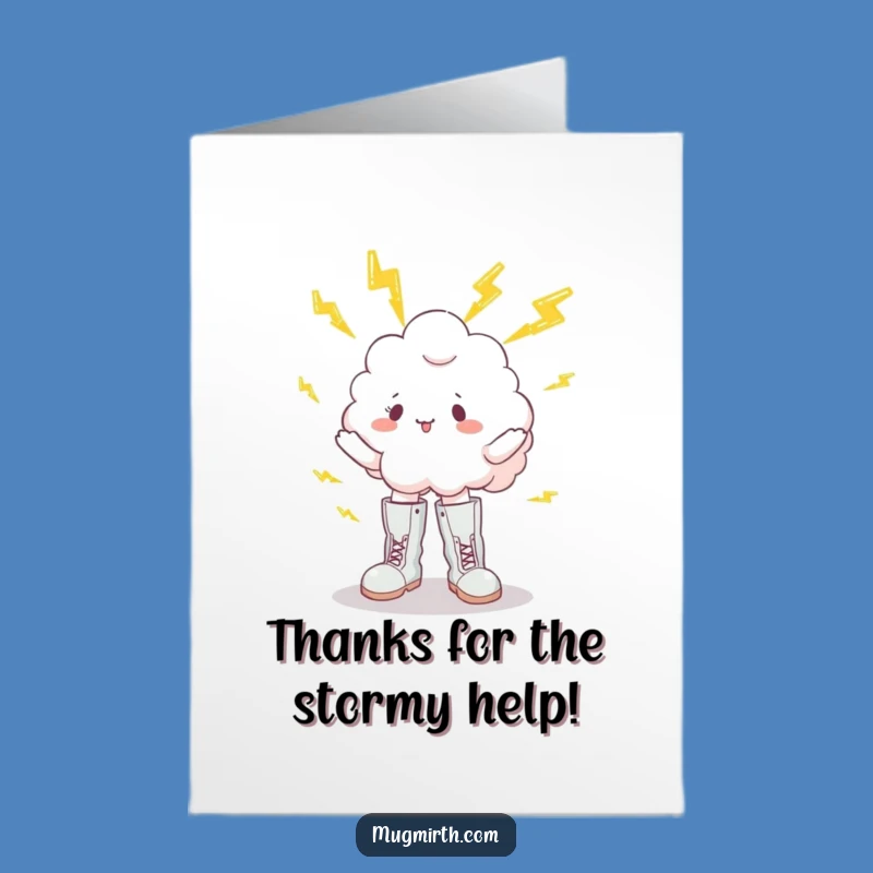 Free Printable Thank You Card: Funny Cloud Lightning - Downloadable Gift Idea