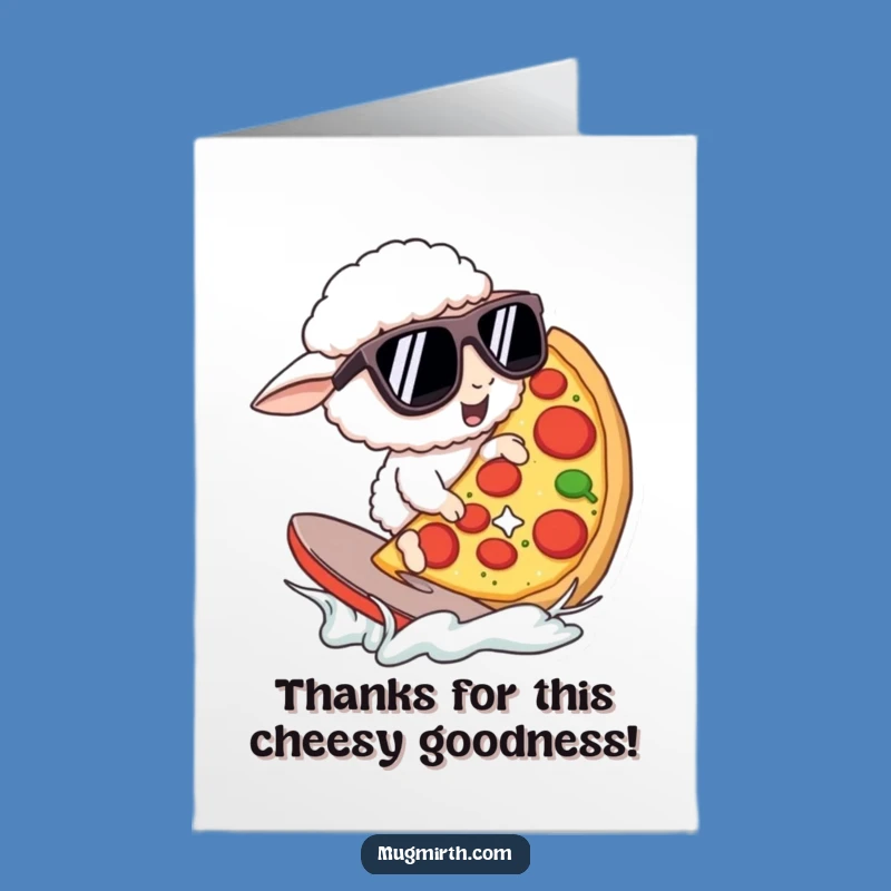 Free Printable Thank You Card: Pizza Surfing Sheep Downloadable Gift!