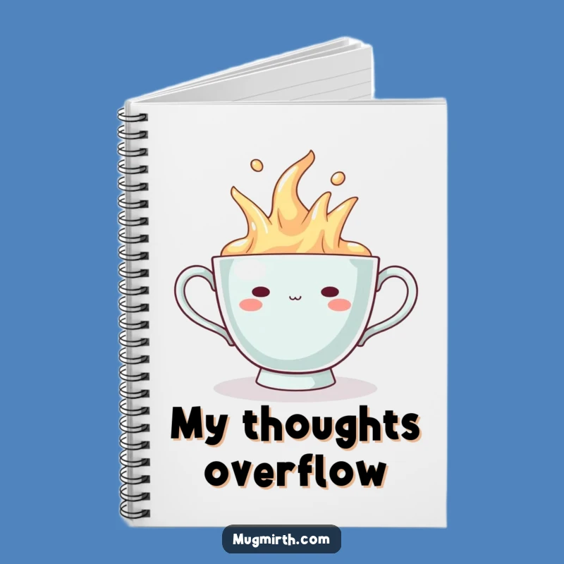 Funny Overflowing Teacup Notebook - Smug Grin Journal, Creative Gift Idea