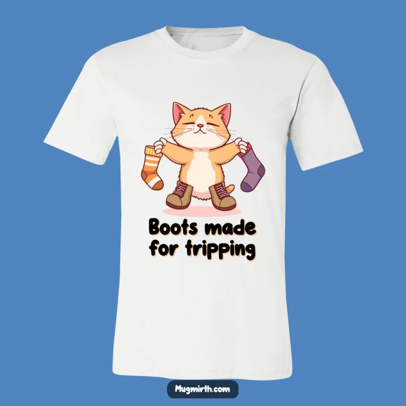 Funny Cat in Boots Juggling Socks T-Shirt - Hilarious Animal Humor Tee