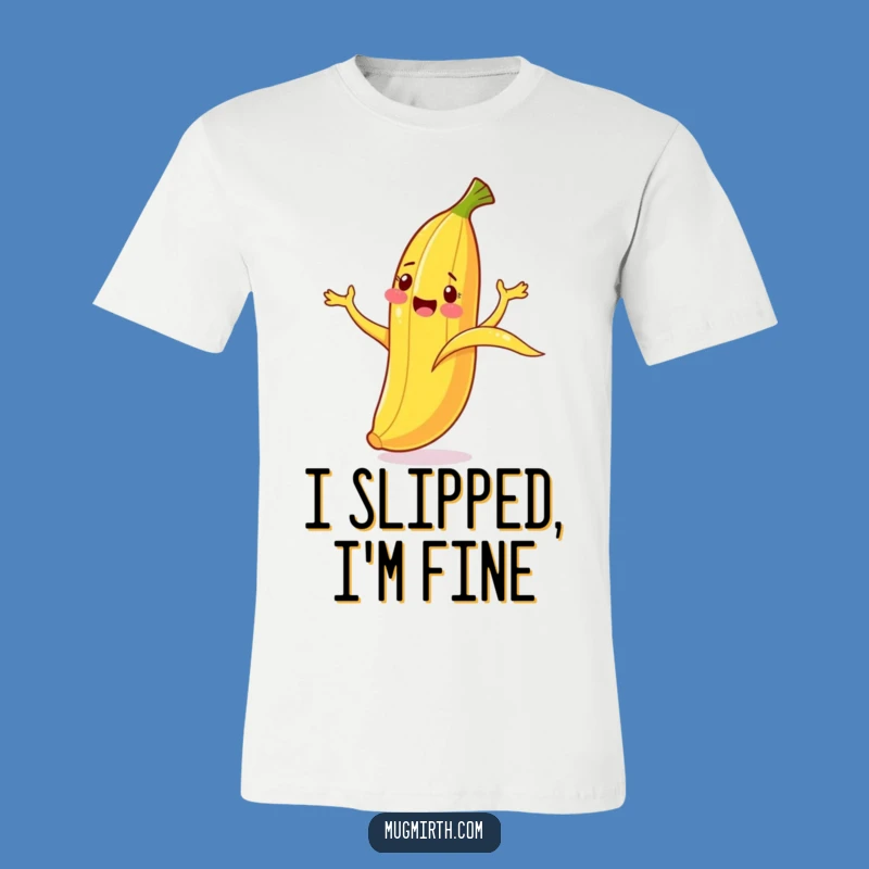 Funny Banana Slip T-Shirt: Cheerful banana flailing, a hilarious cartoon funny gift!