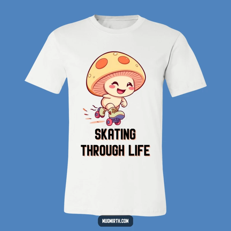 Funny Mushroom Skater T-Shirt: Zooming with Hilarious Style