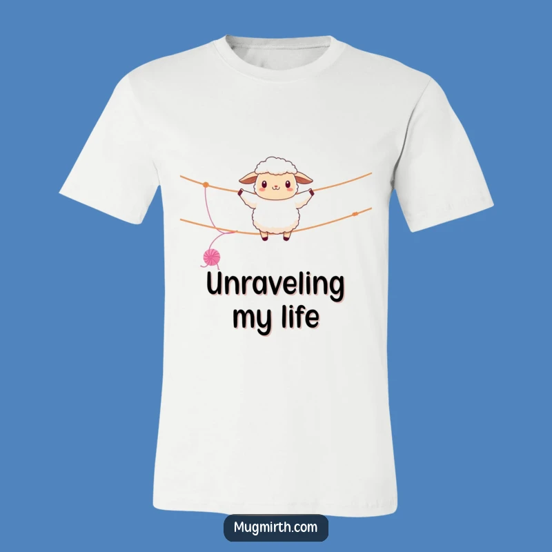 Funny Sheep Tightrope T-Shirt: Woolly Acrobatics & Yarn Tee