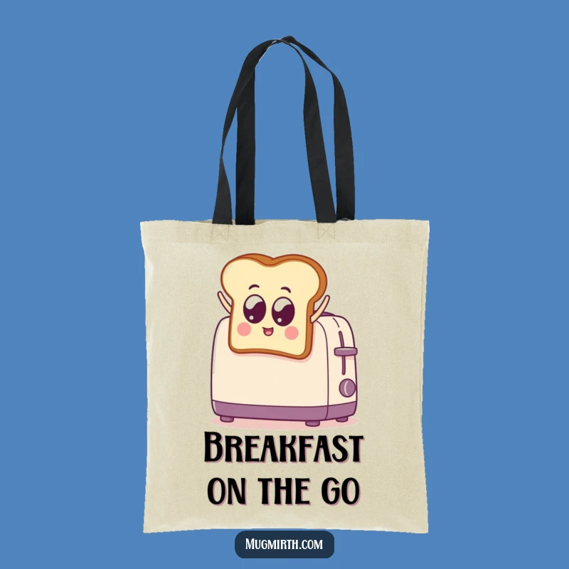 Funny Toast Leaping into Toaster Tote Bag: Carry Your Essentials with Breakfast Humor