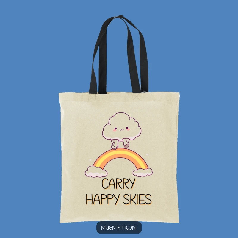 Funny Cloud Boots Rainbow Tote Bag, Magical Journey Gift