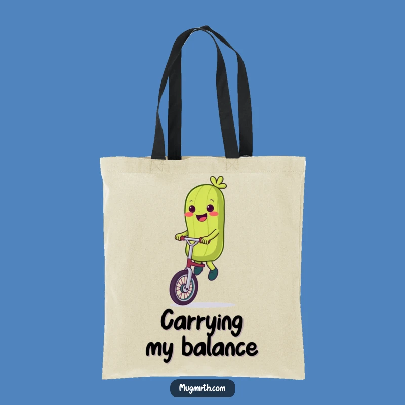 Funny Pickle Unicycle Tote Bag - Quirky Rider Bag, Novelty Gift