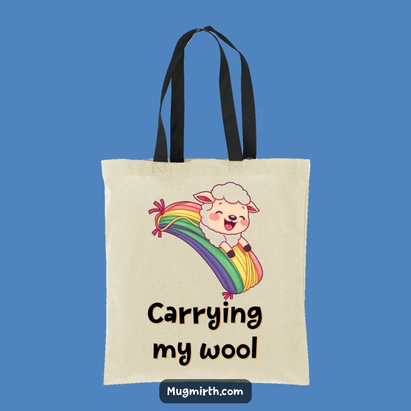 Funny Sheep Yarn Rainbow Tote Bag: Carry Your Crafty Fun!