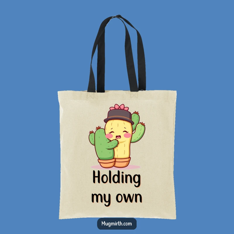 Funny Shy Cactus Hug Tote Bag - Carry Your Awkwardness Hilariously
